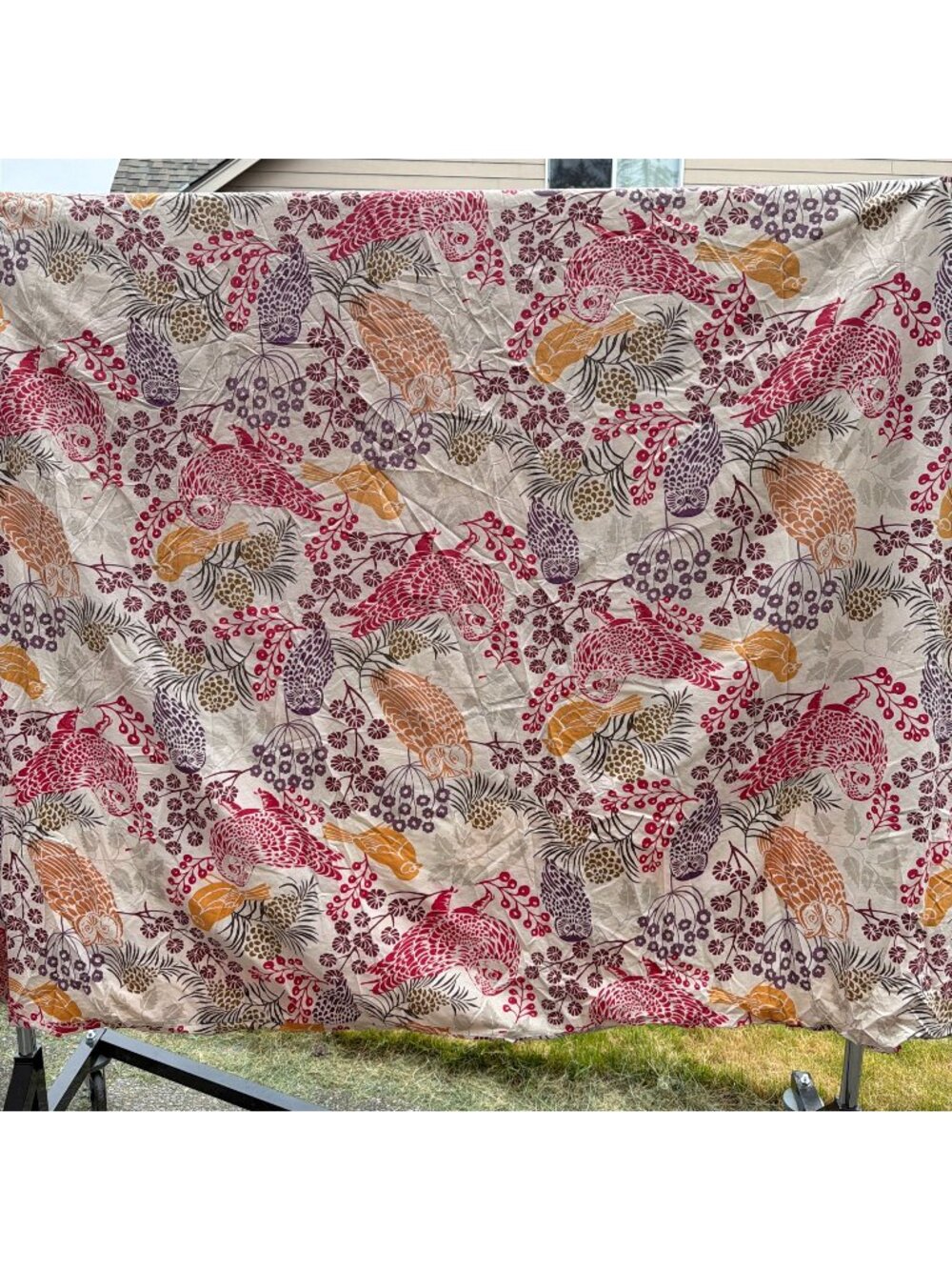 Pottery Barn Duvet Cover Full Queen Owls Birds Floral Button + Two Pillowcases